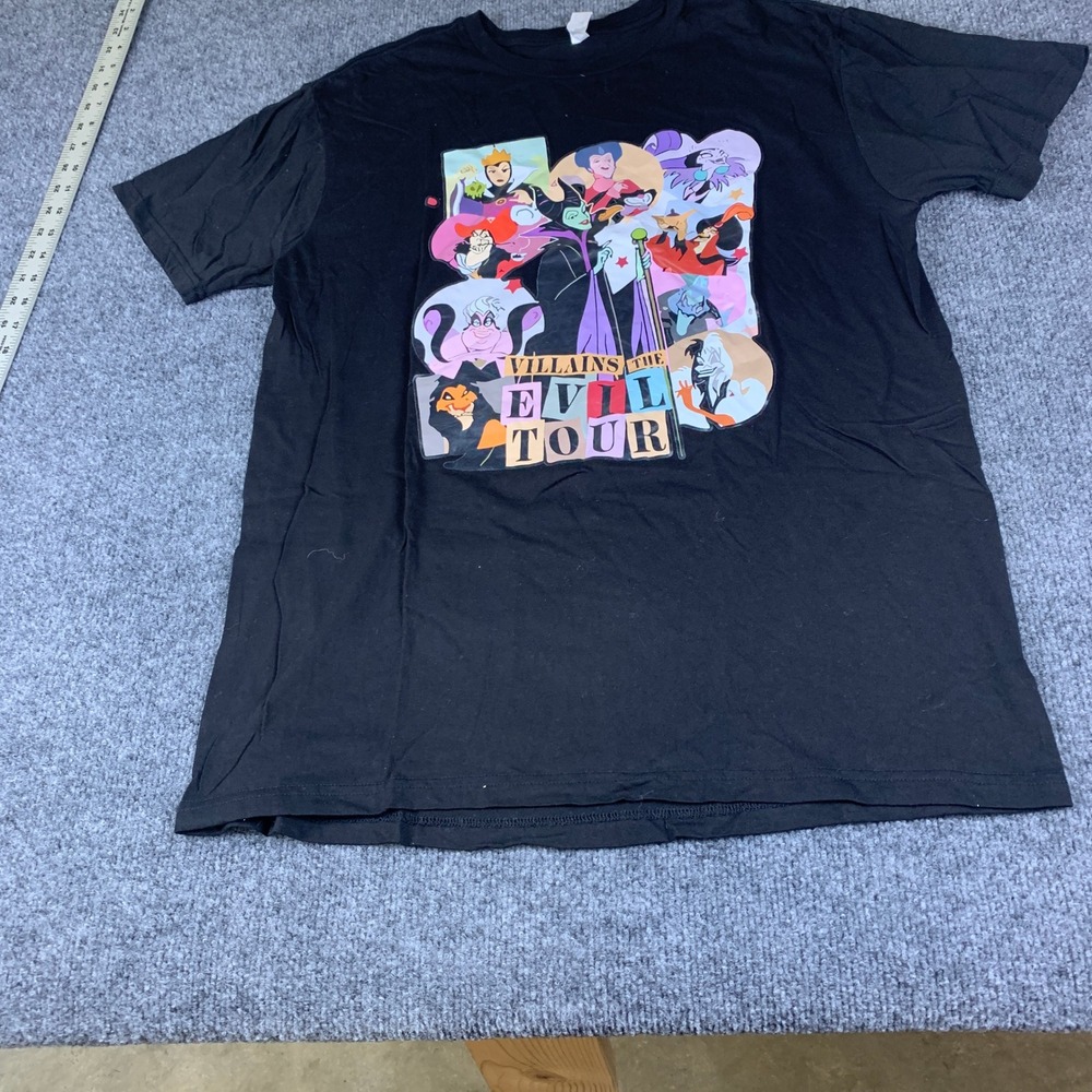 Disney Villains The Evil Tour Black Graphic T-Shirt Maleficent Ursula Large